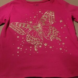 The Children's Place Fuchsia Long Sleeve Tee with Gold Butterfly